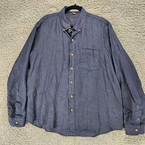 Connecticut Originals Shirt Mens XL Blue Linen Long SLeeve Button Up